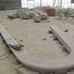 聊城 芝麻白花岗岩弧形花坛石，坐凳石