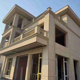 聊城 黄金麻花岗岩石材荔枝面外墙干挂效果展示