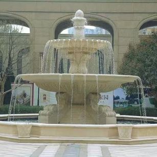 聊城 黄金麻花岗岩异型加工——户外庭院石雕流水喷泉