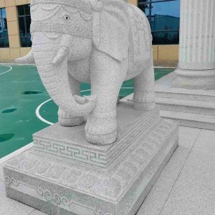 聊城 白麻花岗岩动物异形石雕-大象