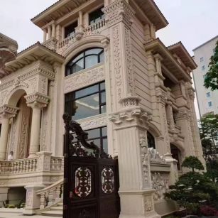 聊城 黄金麻花岗岩别墅外墙干挂效果展示