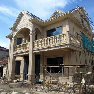 聊城 黄金麻花岗岩石材私人别墅雕花门楼柱阳台栏杆