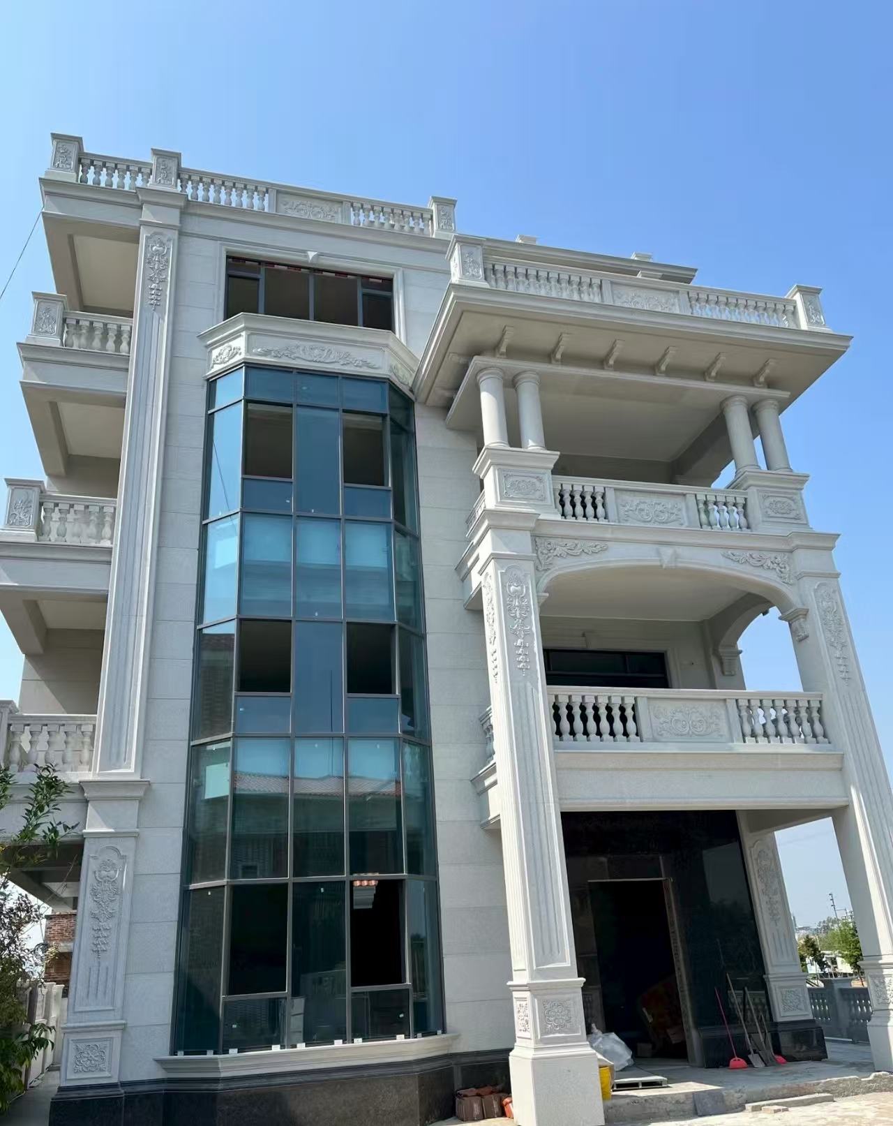 聊城 白麻花岗岩别墅外墙干挂效果展示